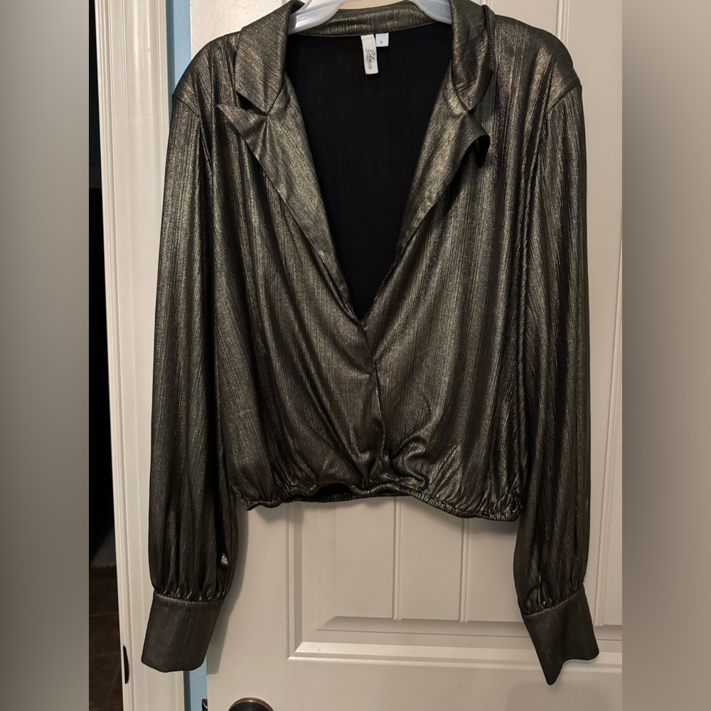 Elan Shimmering Charcoal Blouse